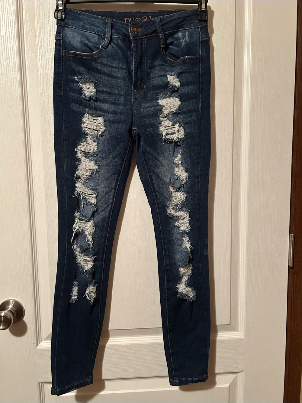 Rue21 Dark Blue Distressed High Rise Ankle Jegging